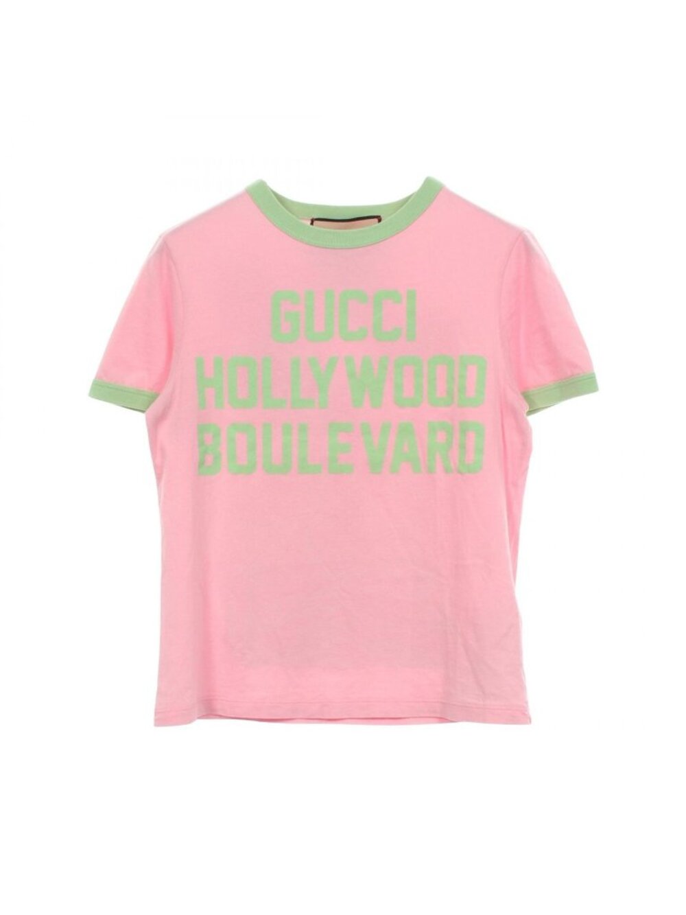 Gucci Short Sleeve T-Shirt Hollywood Print Cropped Ringer Cotton